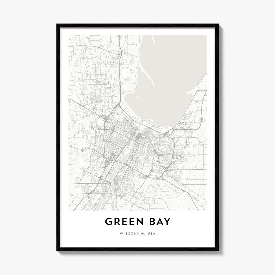 Green Bay Map Poster, framed poster mockup