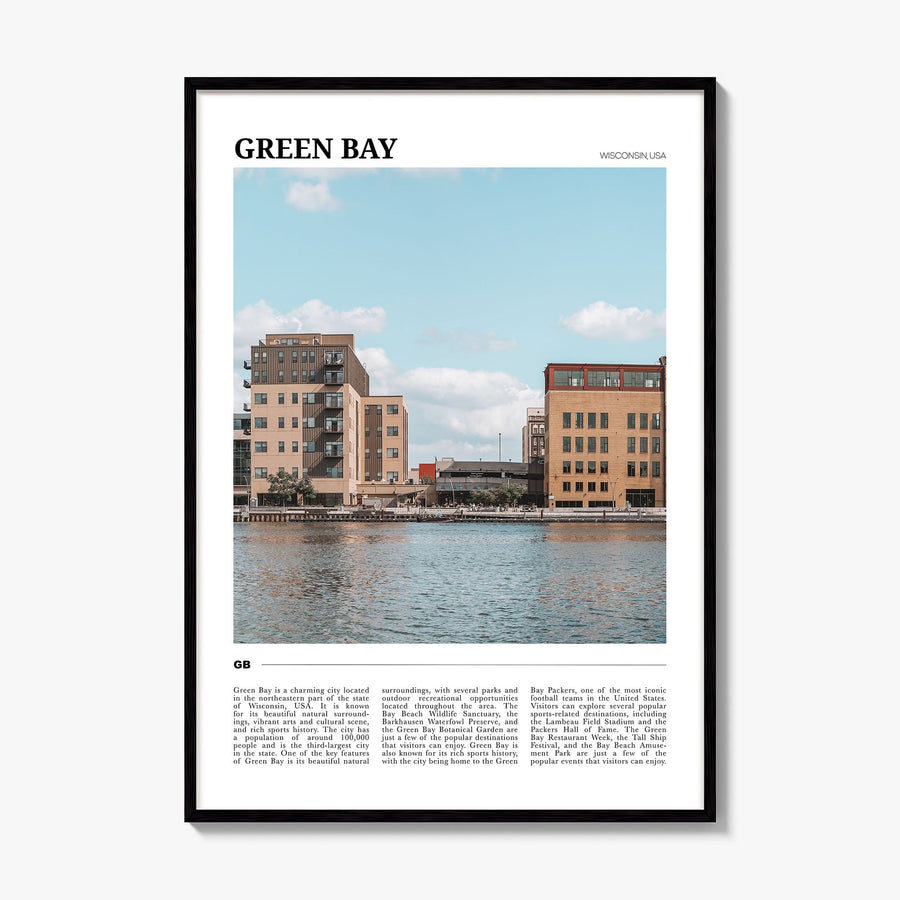 Green Bay Travel Poster, framed poster mockup