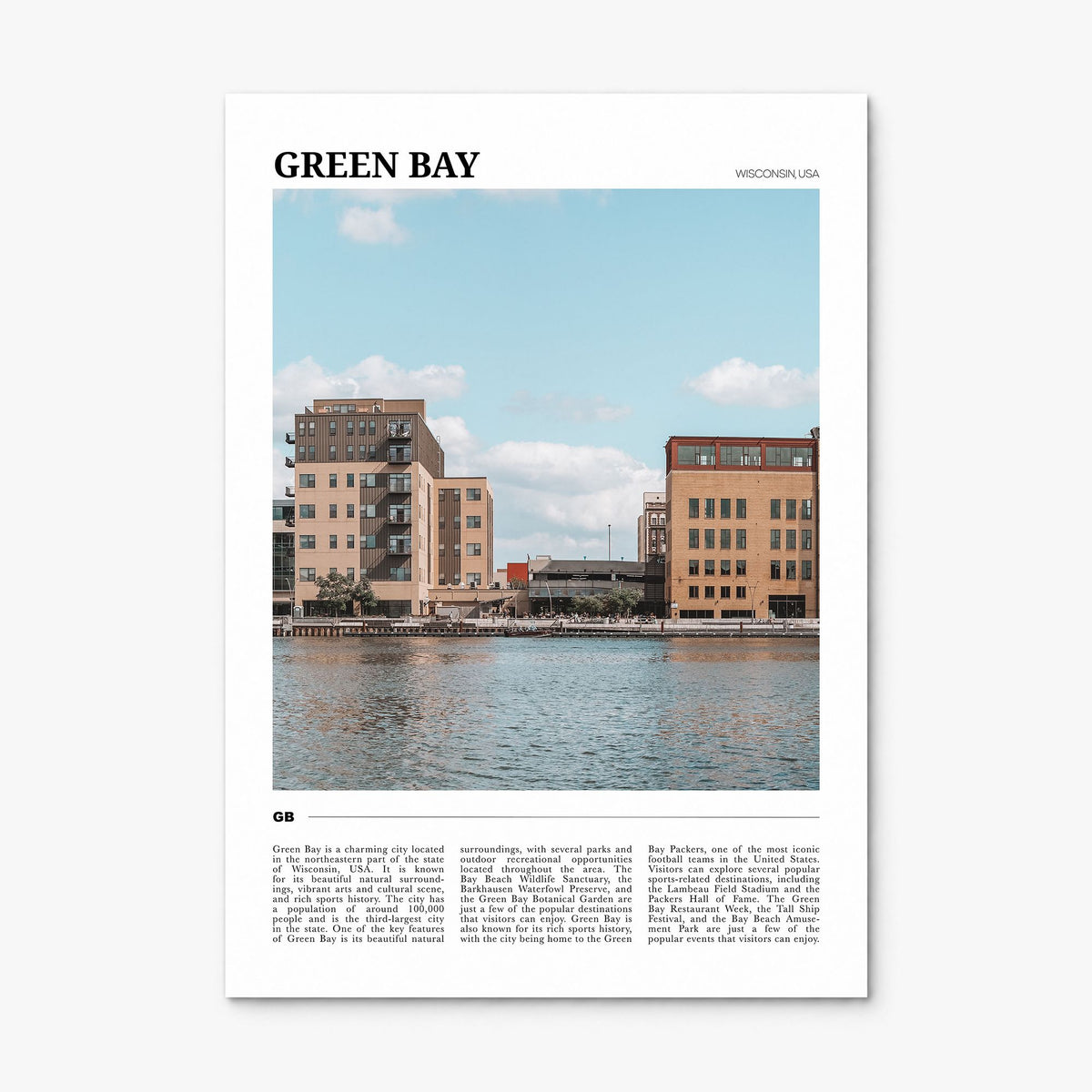 Green Bay Travel Poster, print only (unframed)