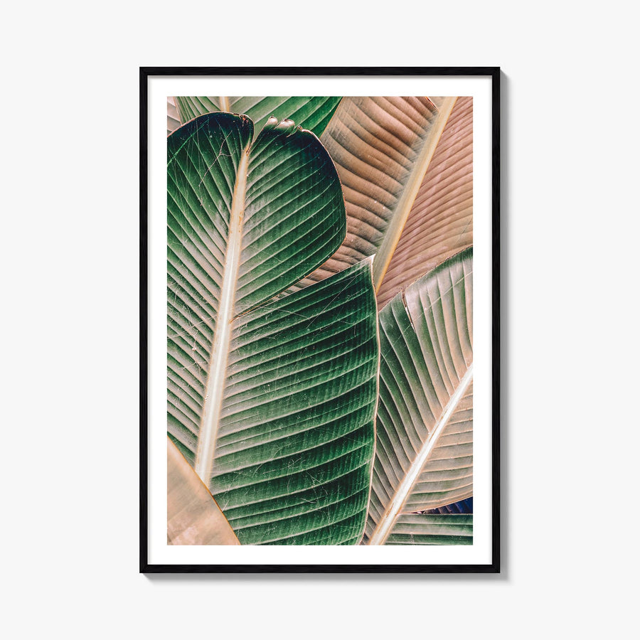 Green Palm Leaf colorful photo poster – vertical wall art, unframed print shown in interior mockup