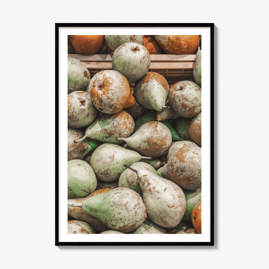 Green Pears Photo Poster, framed poster mockup, white border