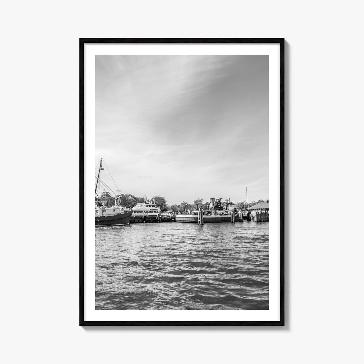 Greenport black & white photo poster of New York, USA – vertical wall art, unframed print shown in interior mockup