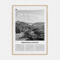 Greenville County Poster Natural Wood / 8x12 in Nbourhood Travel B&W Poster