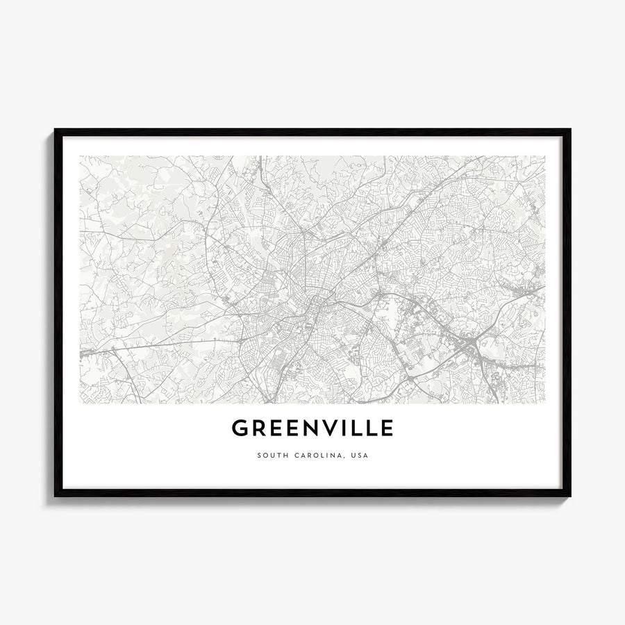 Greenville, South Carolina Map Poster, framed poster mockup