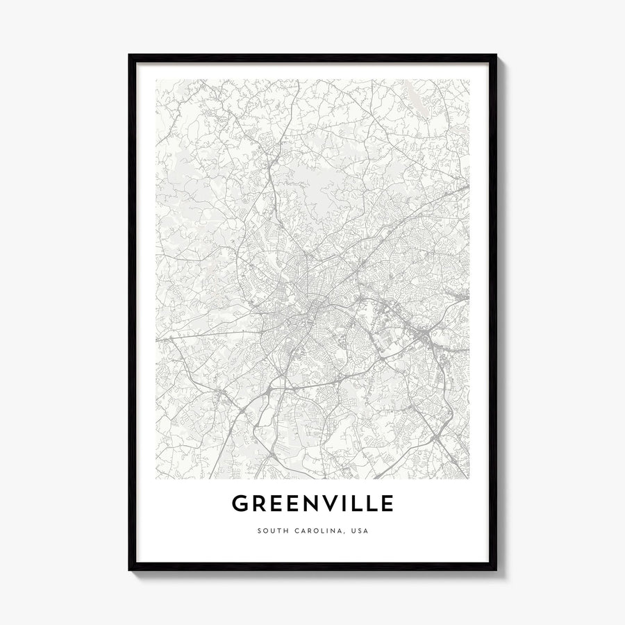 Greenville, South Carolina Map Poster, framed poster mockup