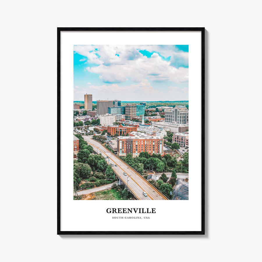 Greenville no. 1 colorful classic poster of South Carolina, USA – vertical wall art, unframed print shown in interior mockup