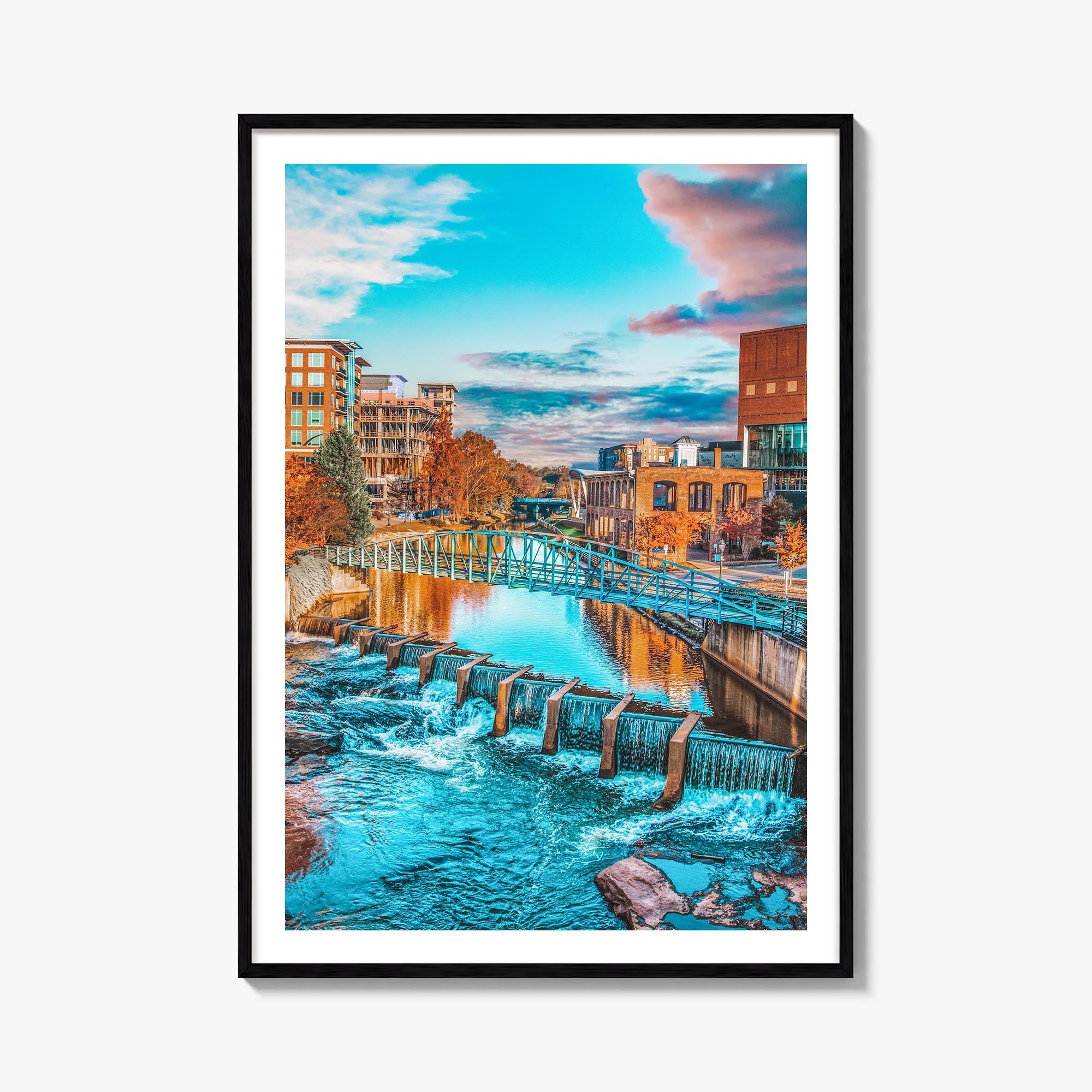 Greenville no. 1 colorful photo poster of South Carolina, USA – vertical wall art, unframed print shown in interior mockup