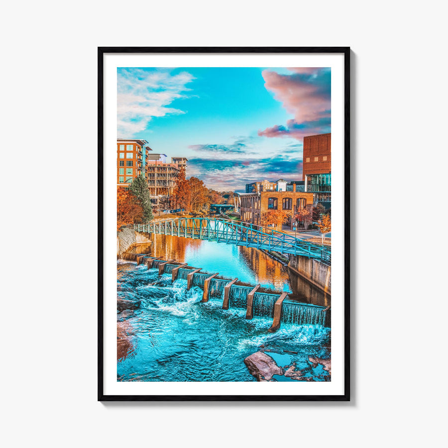 Greenville no. 1 colorful photo poster of South Carolina, USA – vertical wall art, unframed print shown in interior mockup
