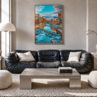 Greenville no. 1 colorful photo poster of South Carolina, USA – vertical wall art in natural wood frame, hanging on wall