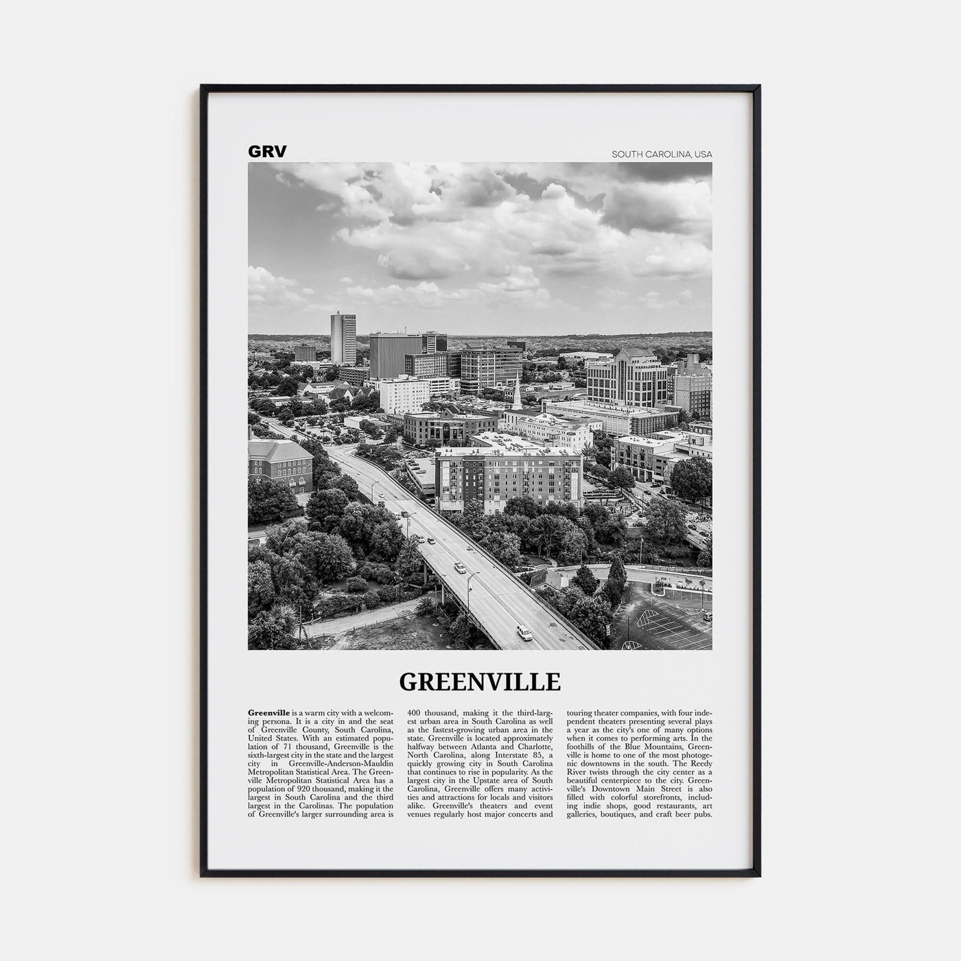 Greenville No 1 Poster None / 8x12 in Nbourhood Travel B&W Poster