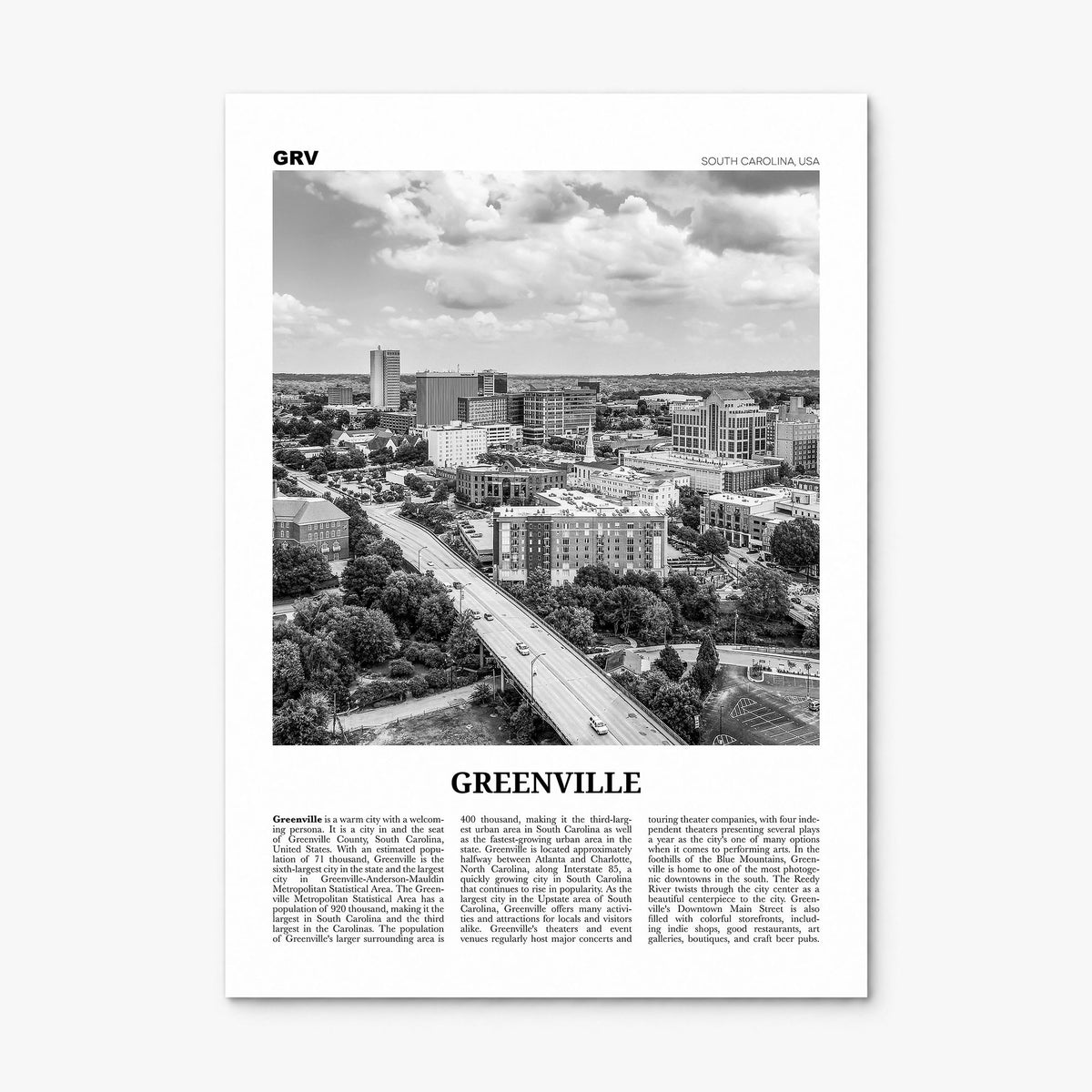 Greenville, South Carolina Newspaper No 1 Poster, print only (unframed)
