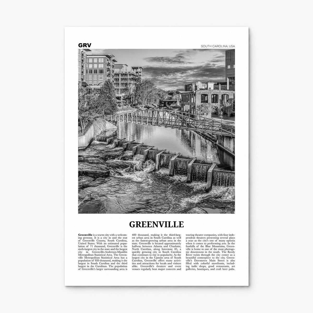 Greenville, South Carolina Newspaper No 3 Poster, print only (unframed)