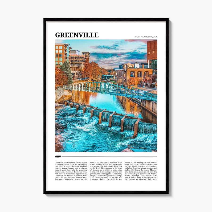 Greenville, South Carolina Travel No 1 Poster, framed poster mockup