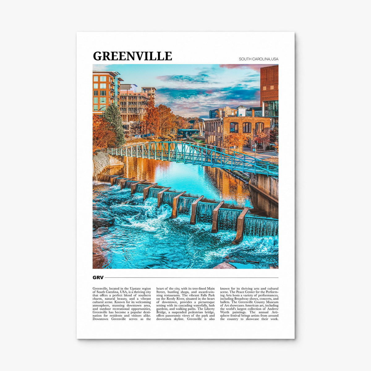 Greenville, South Carolina Travel No 1 Poster, print only (unframed)