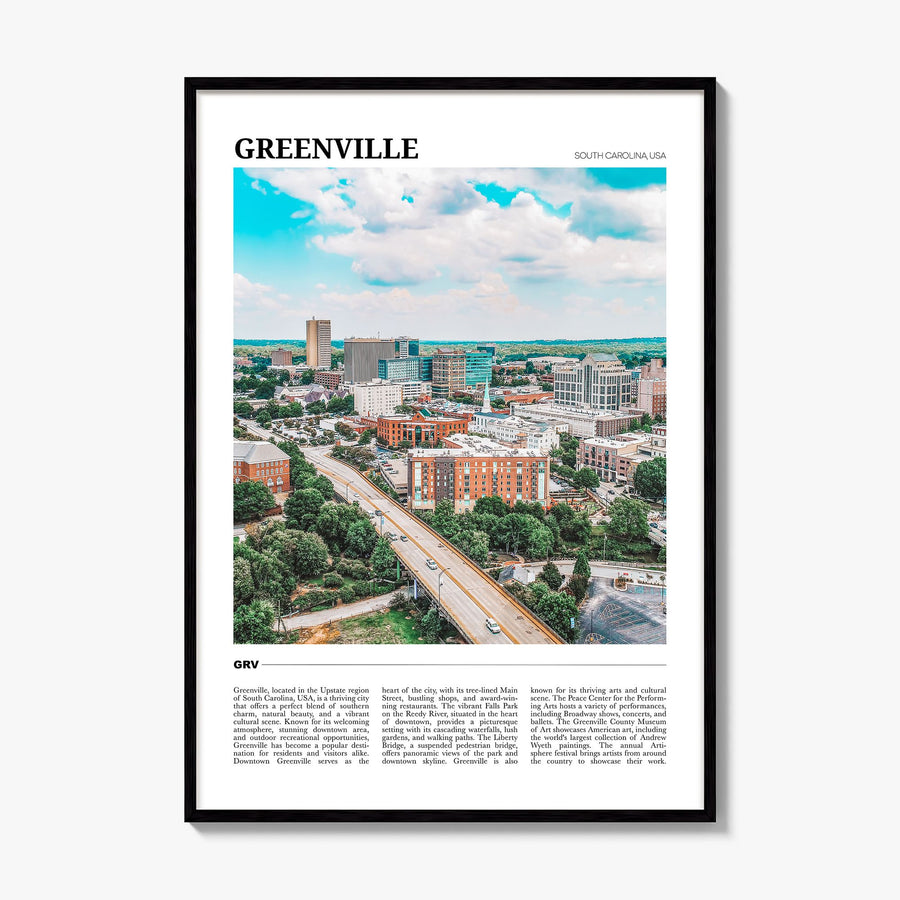 Greenville, South Carolina Travel No 2 Poster, framed poster mockup