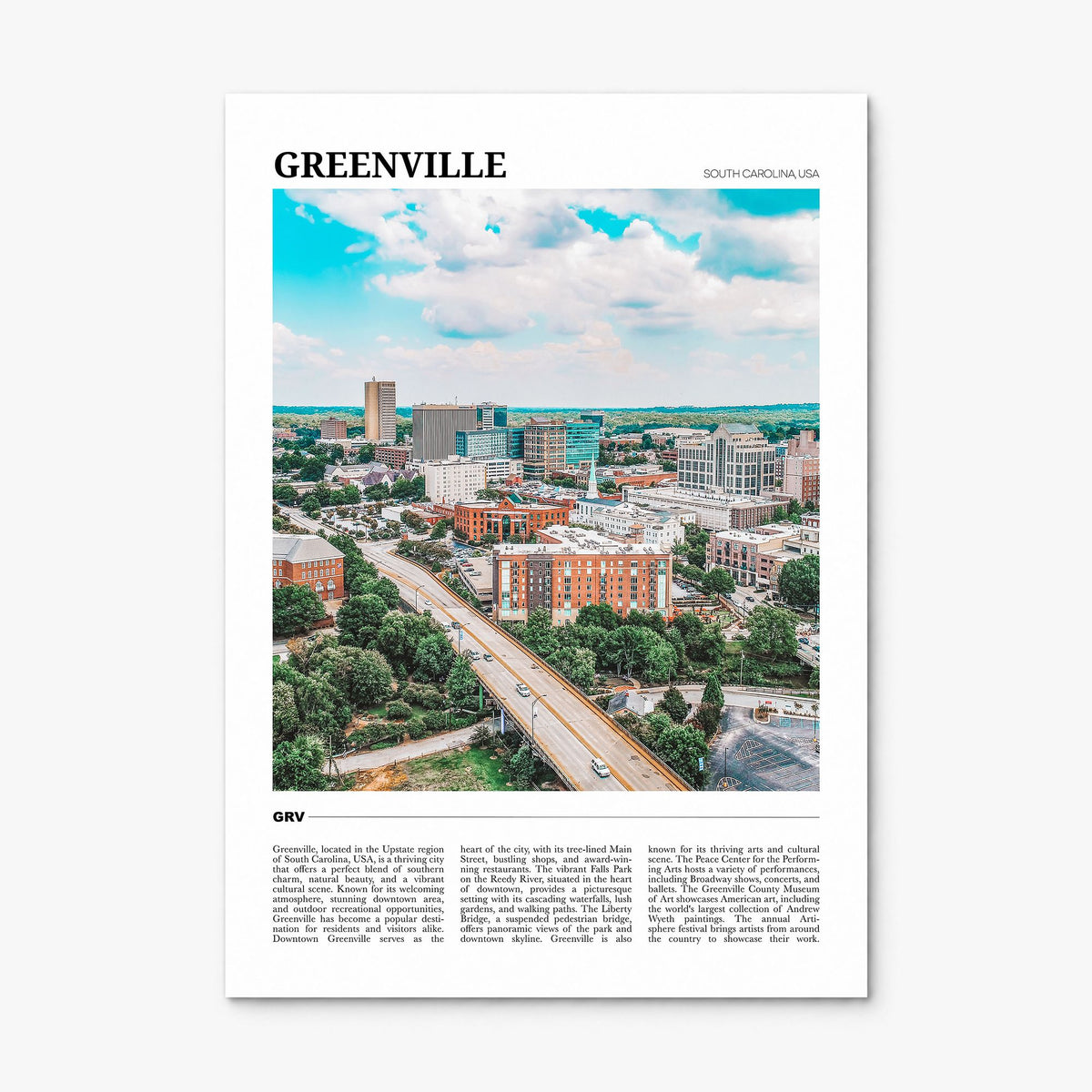 Greenville, South Carolina Travel No 2 Poster, print only (unframed)
