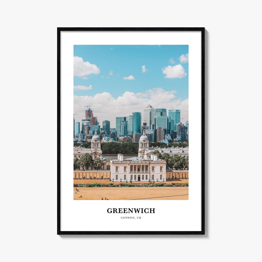 Greenwich, London colorful classic poster of United Kingdom – vertical wall art, unframed print shown in interior mockup
