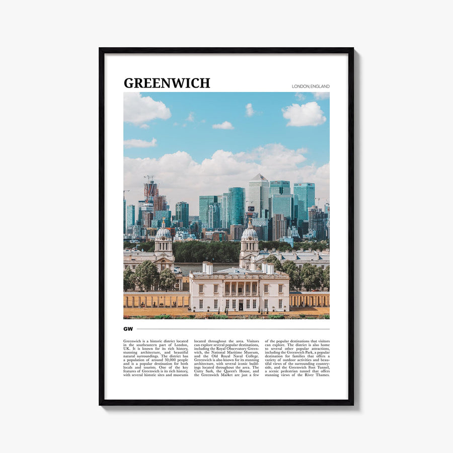Greenwich, London colorful travel poster of United Kingdom – vertical wall art, unframed print shown in interior mockup