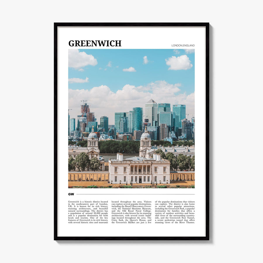 Greenwich, London Travel Poster, framed poster mockup