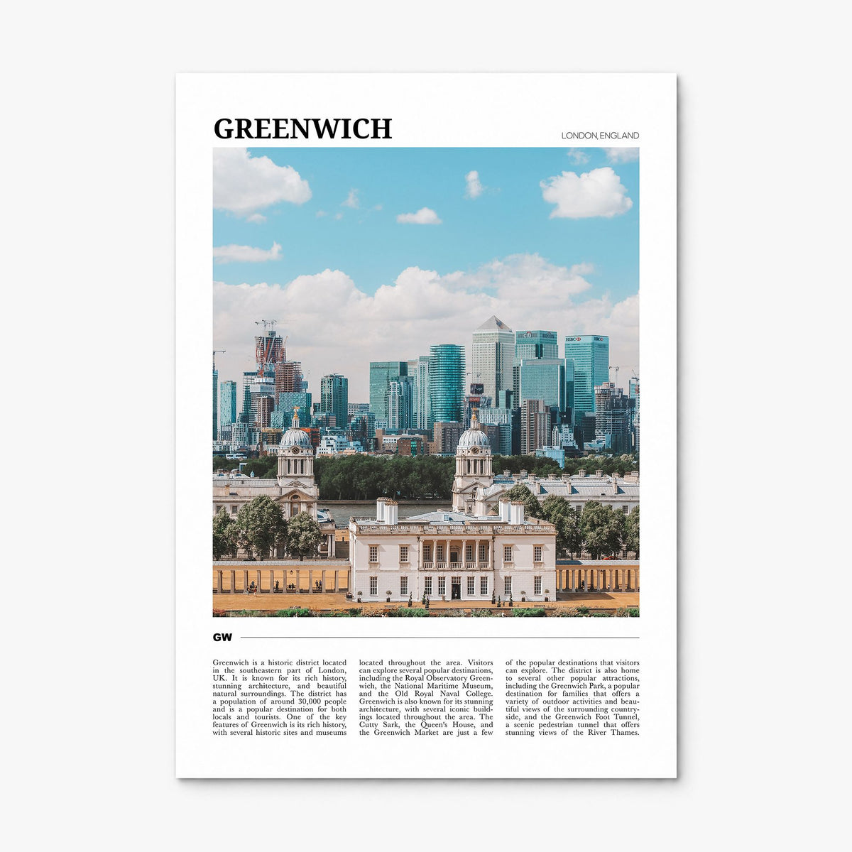 Greenwich, London Travel Poster, print only (unframed)