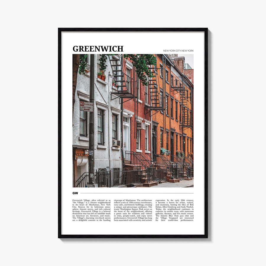 Greenwich, New York colorful travel poster of New York, USA – vertical wall art, unframed print shown in interior mockup