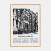 Greenwich Village Poster Natural Wood / 8x12 in Nbourhood Travel B&W Poster