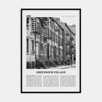 Greenwich Village Poster Black Wood / 8x12 in Nbourhood Travel B&W Poster