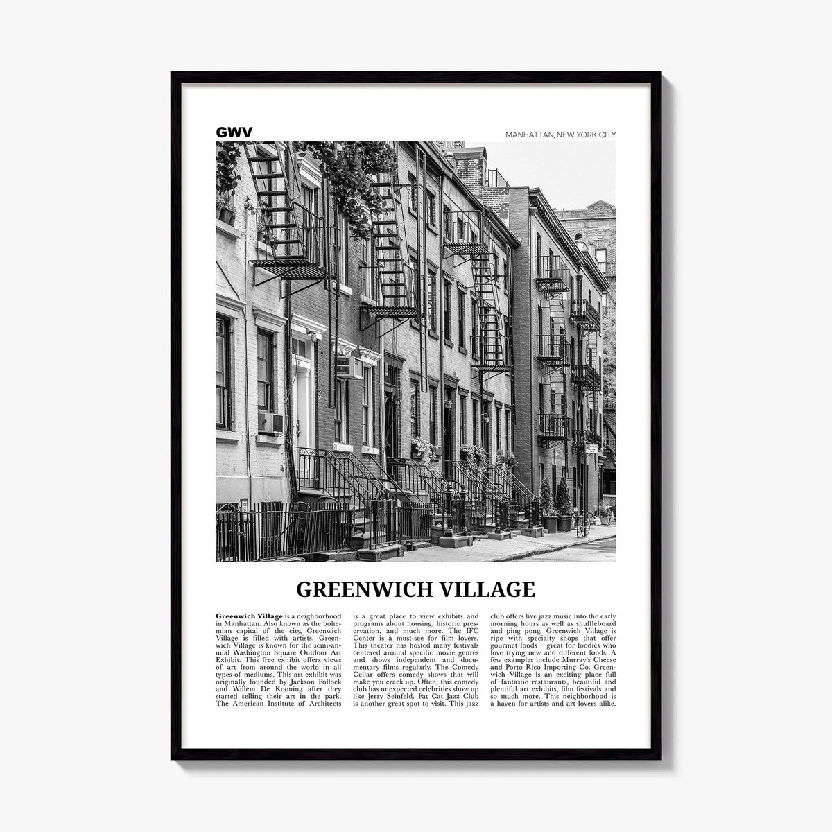 Greenwich Village Newspaper Poster, framed poster mockup