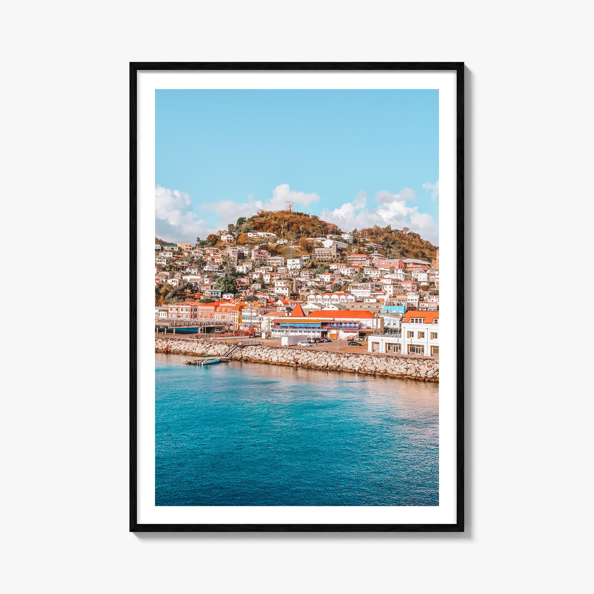 Grenada colorful photo poster of Caribbean – vertical wall art, unframed print shown in interior mockup