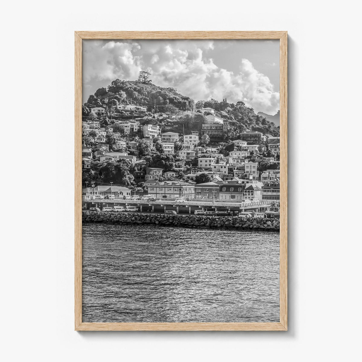 Grenada Photo Poster in a natural wood frame, full image (no border)