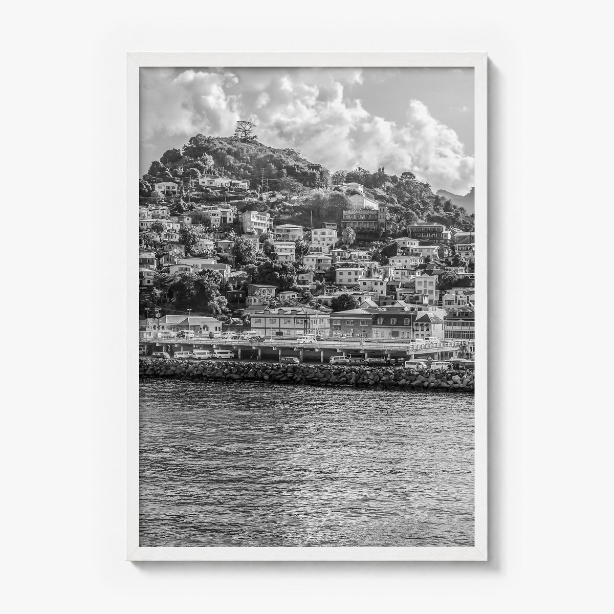 Grenada Photo Poster in a white wood frame, full image (no border)