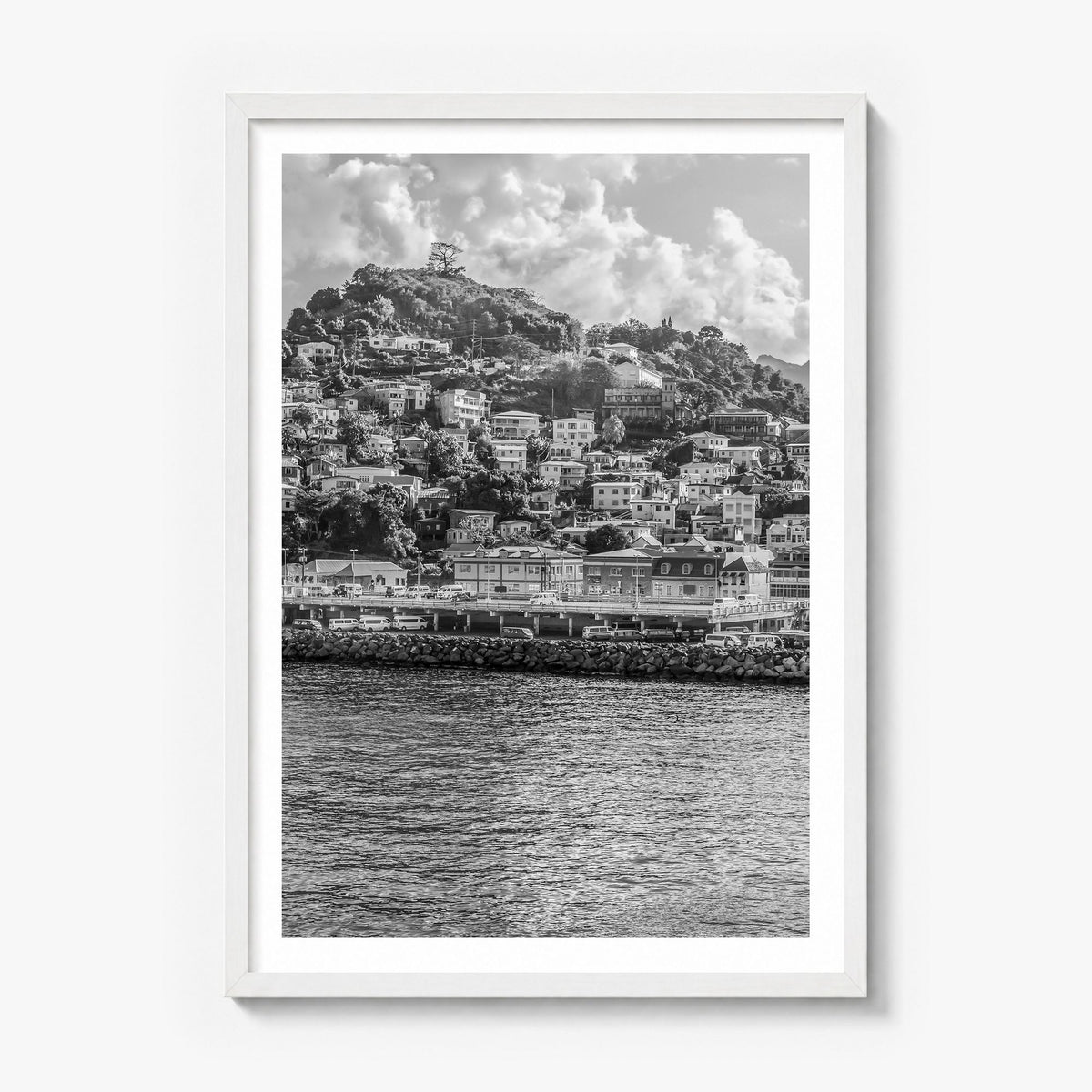 Grenada Photo Poster in a white wood frame, white border