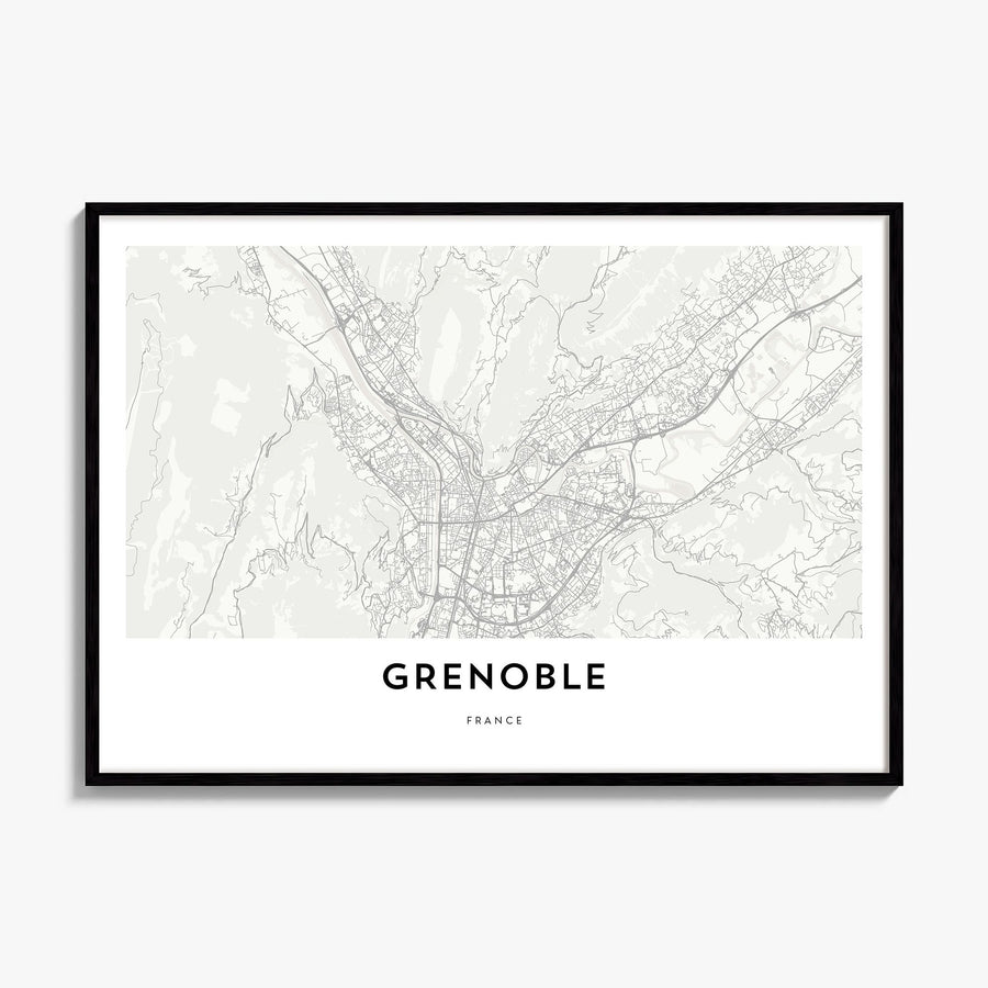 Grenoble Map Poster, framed poster mockup