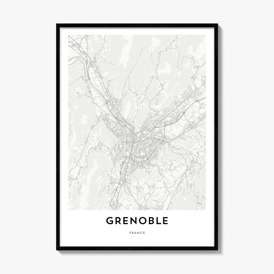 Grenoble Map Poster, framed poster mockup