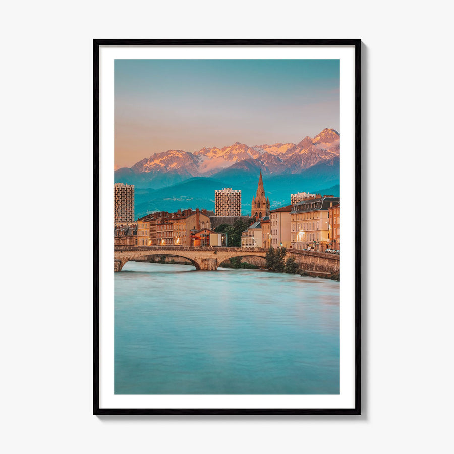 Grenoble Photo Poster, framed poster mockup, white border