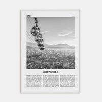 Grenoble Poster White Wood / 8x12 in Nbourhood Travel B&W Poster