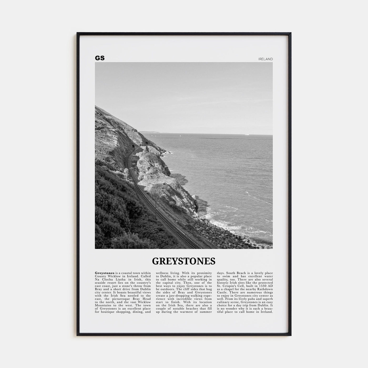 Greystones Poster None / 8x12 in Nbourhood Travel B&W Poster