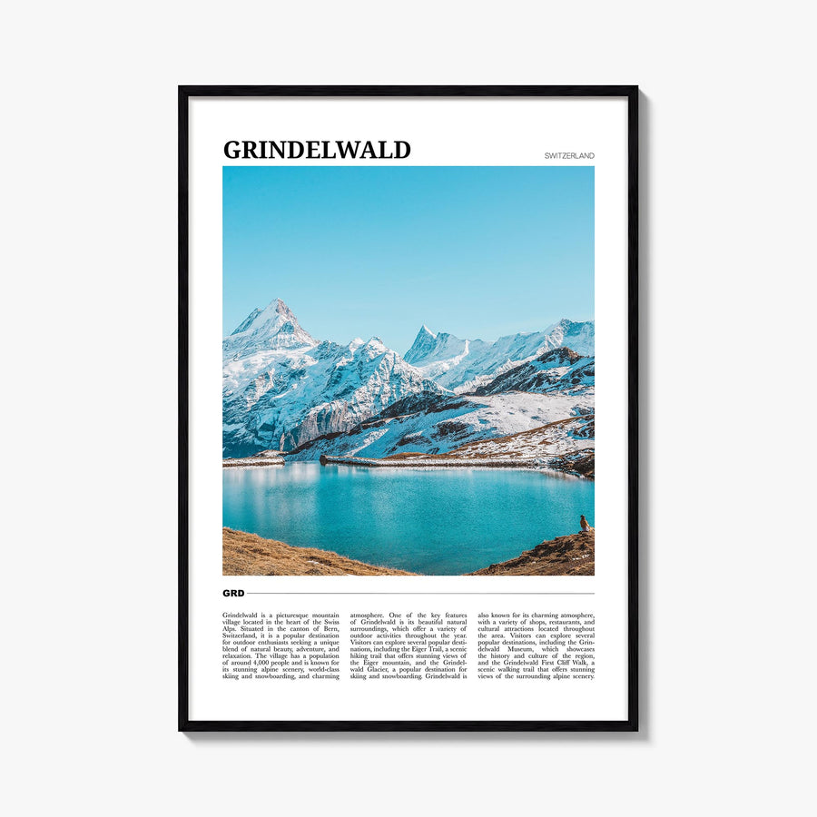 Grindelwald colorful travel poster of Switzerland – vertical wall art, unframed print shown in interior mockup