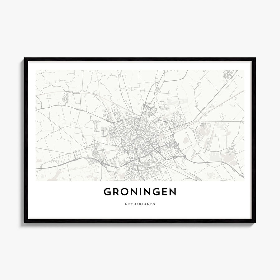 Groningen Map Poster, framed poster mockup