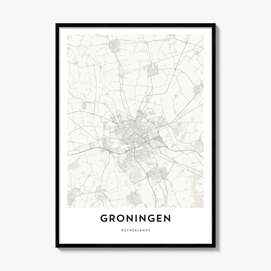Groningen Map Poster, framed poster mockup