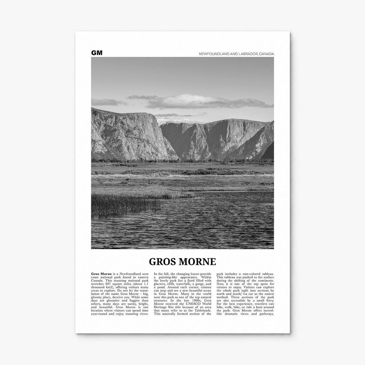 Gros Morne Newspaper Poster, print only (unframed)
