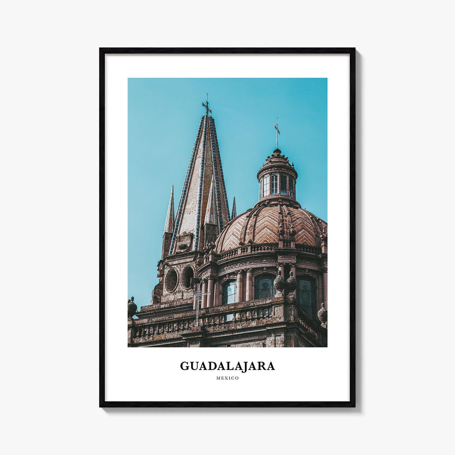 Guadalajara colorful classic poster of Mexico – vertical wall art, unframed print shown in interior mockup