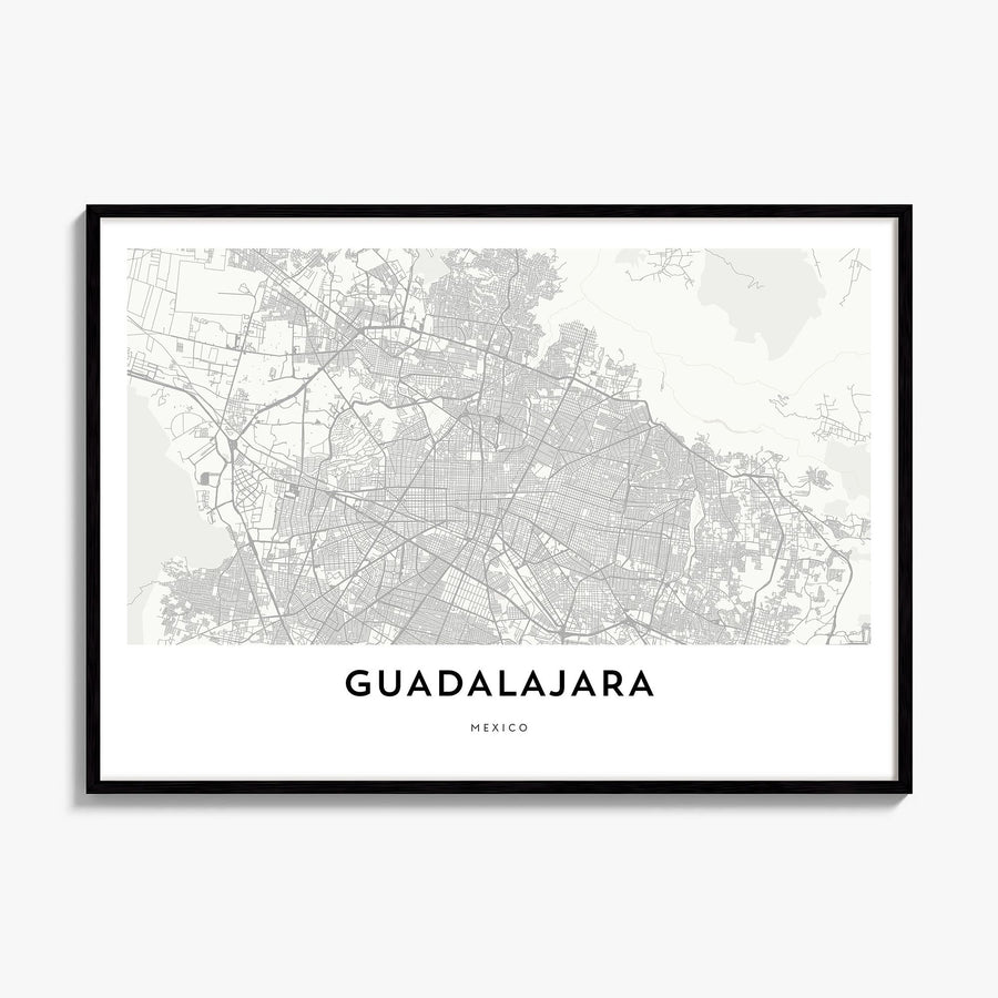 Guadalajara Map Poster, framed poster mockup