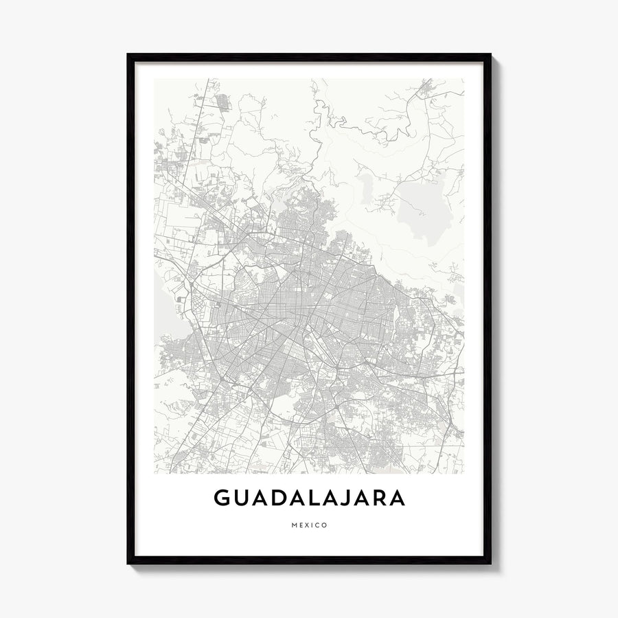 Guadalajara Map Poster, framed poster mockup