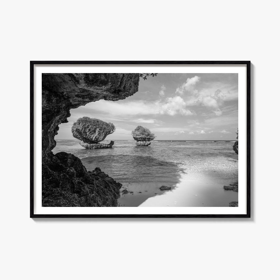 Guam black & white photo poster of Oceania – horizontal wall art, unframed print shown in interior mockup