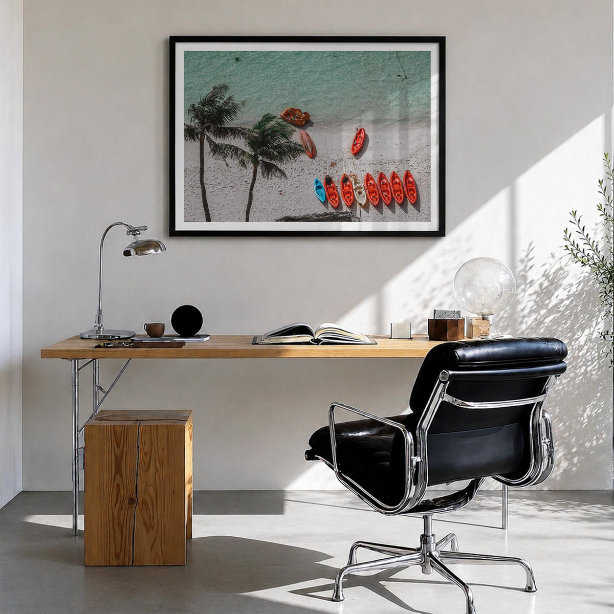 Guam colorful photo poster of Oceania – horizontal wall art in black wood frame with white border, hanging on wall