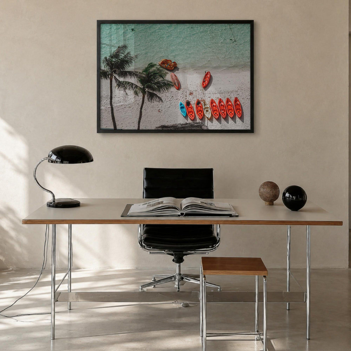 Guam colorful photo poster of Oceania – horizontal wall art in black wood frame, hanging on wall