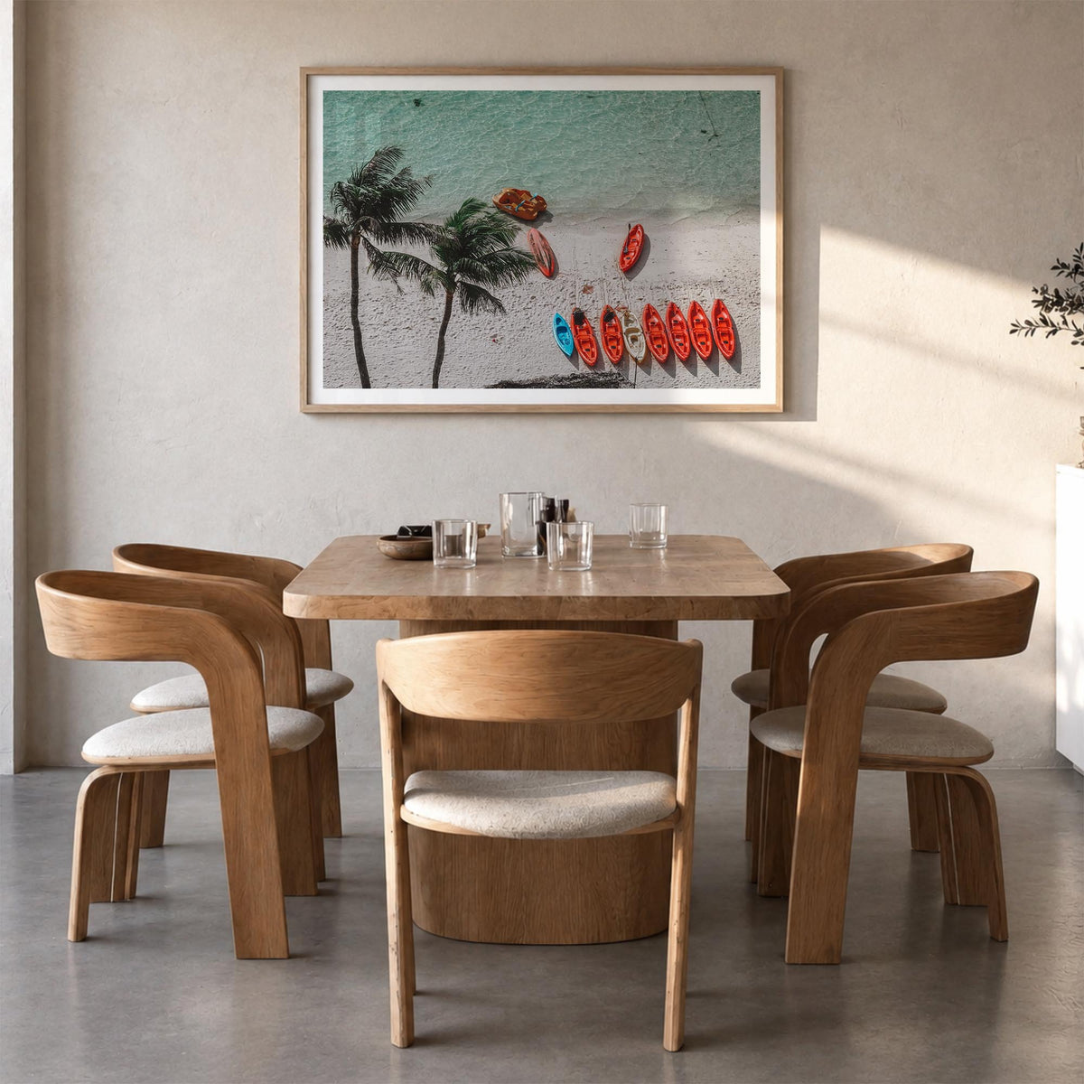 Guam colorful photo poster of Oceania – horizontal wall art in natural wood frame with white border, hanging on wall