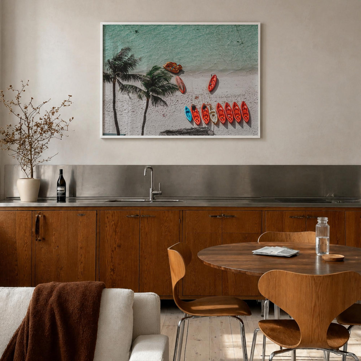 Guam colorful photo poster of Oceania – horizontal wall art in white wood frame, hanging on wall