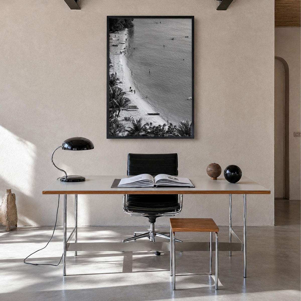 Guam no. 1 black & white photo poster of Oceania – vertical wall art in black wood frame, hanging on wall